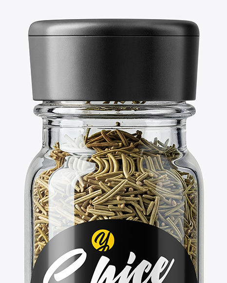 Glass Spice Jar with Rosemary Mockup