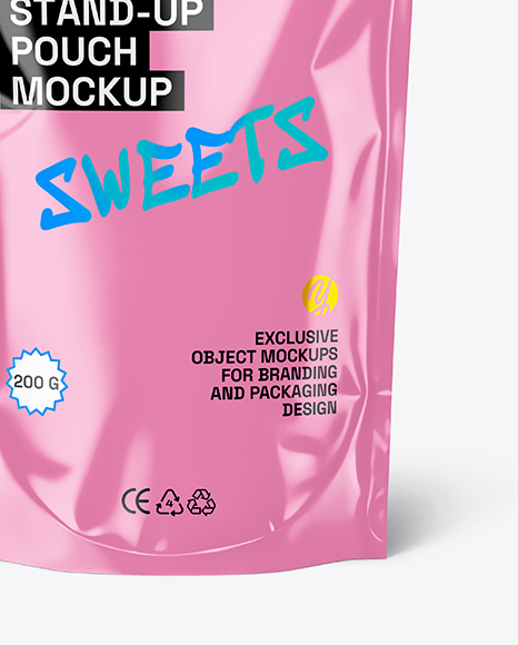Glossy Stand-Up Pouch Mockup