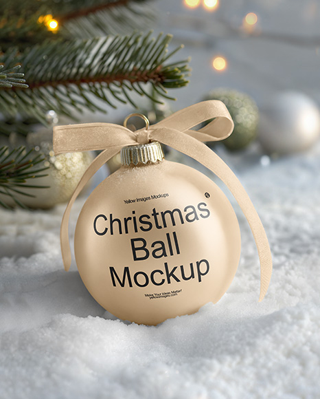 Matte Christmas Ball with Bow Mockup - Christmas mockup
