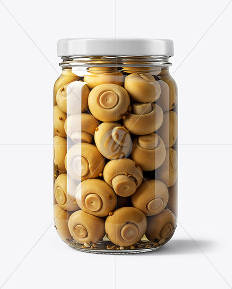 Glass Jar with Champignons Mockup