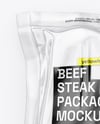 Clear Plastic Flow-Pack with Beef Steak Mockup
