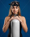 Woman with Scuba Diving Tank Mockup