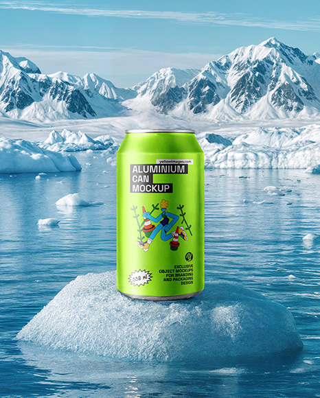 11.3oz Drink Can on Iceberg Mockup - Metal can mockup