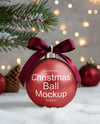 Metallic Christmas Ball with Bow Mockup
