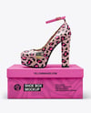 Platform Heel Shoe with Shoe Box Mockup