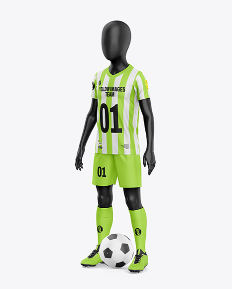 Kids V-Neck Sports Kit Mockup - Half side View - Basketball+Kit+V-Neck+Tank+Top+Mockup+/+Half-Turned+View