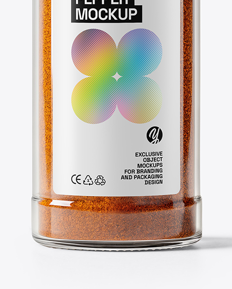 Clear Glass Jar with Chili Powder Mockup