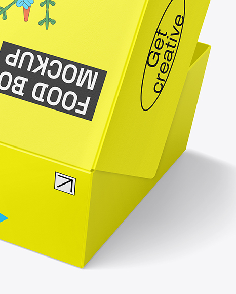 Opened Paper Food Box Mockup