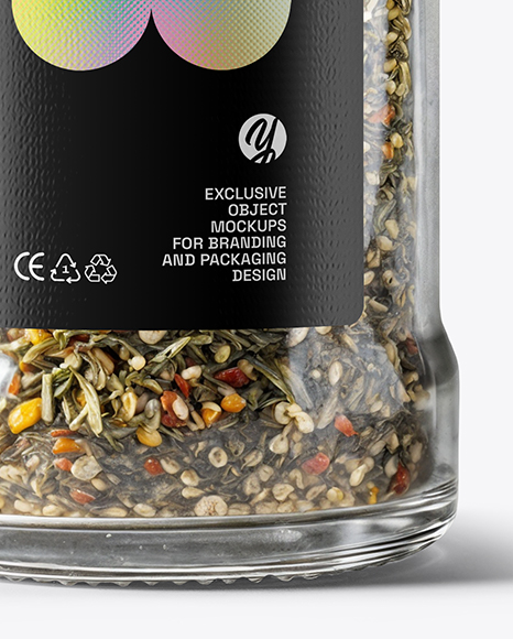 Glass Jar with Italian Seasoning Mockup
