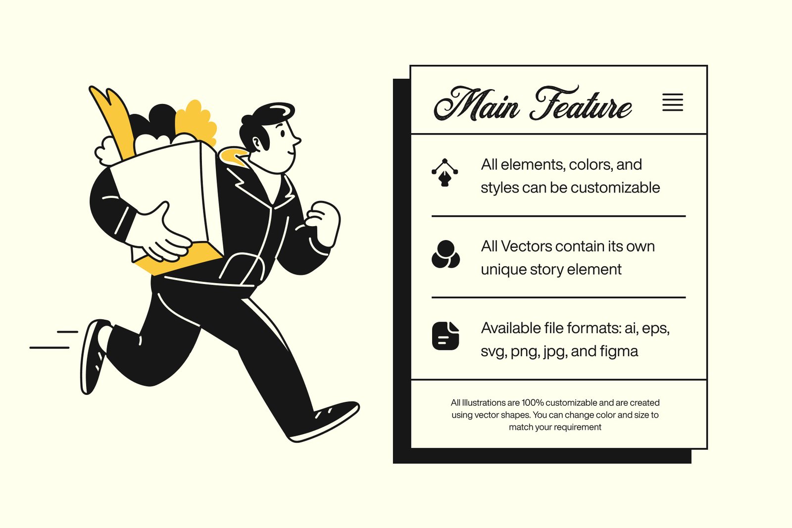 Food and Delivery Illustrations Set