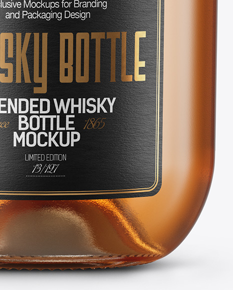 Clear Glass Whisky Bottle Mockup