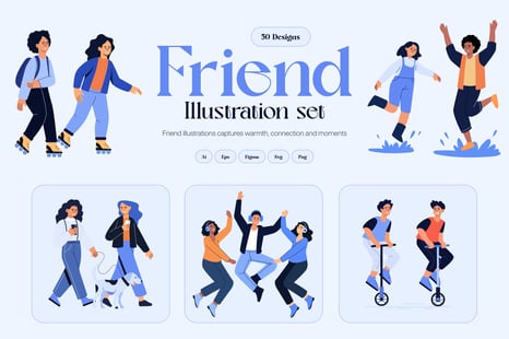 Friends Illustration Art Set - Graphics