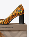Block Heel Pumps with Shoe Box Mockup