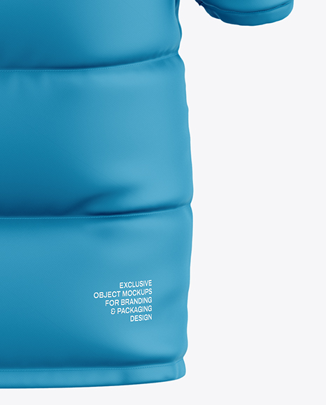 Men's Long Hooded Down Jacket Mockup - Back View