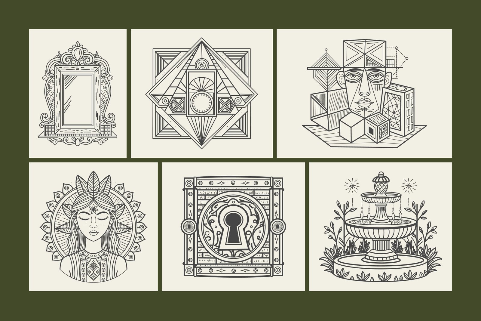 Vintage Hotel Illustration Set