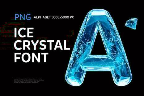 Ice Crystal Font: Geometric 3D Alphabet PNG - Fantasy fonts