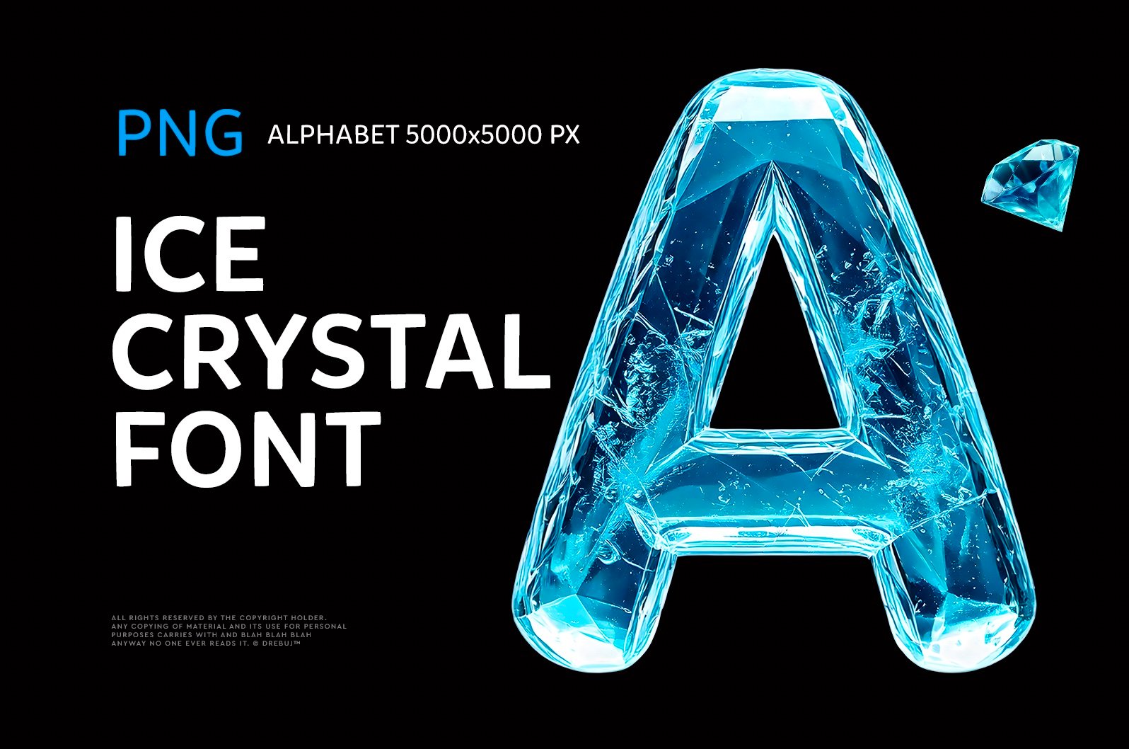 Ice Crystal Font: Geometric 3D Alphabet PNG