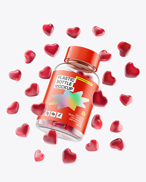 Plastic Bottle with Gummies Mockup