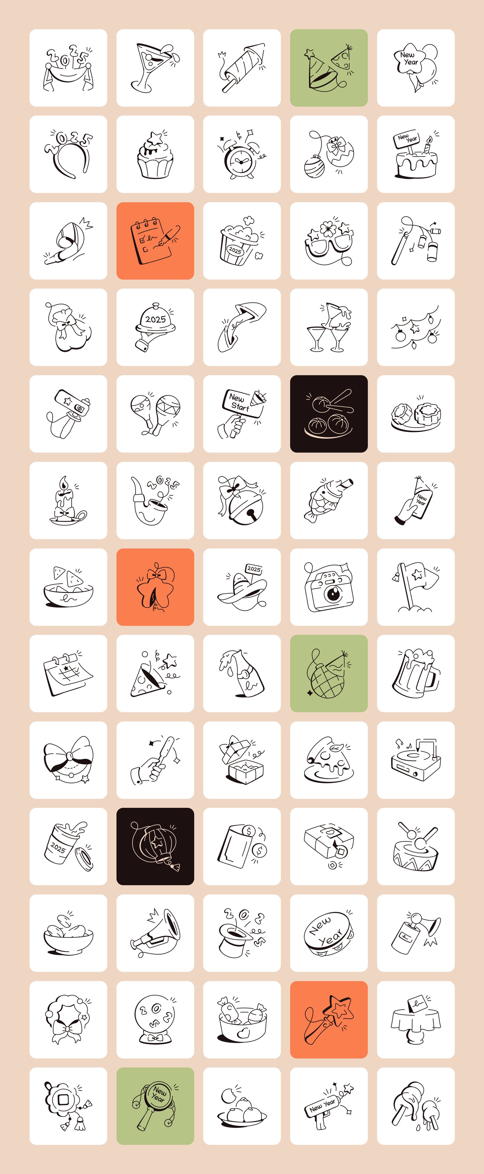 Happy New Year Doodles Set