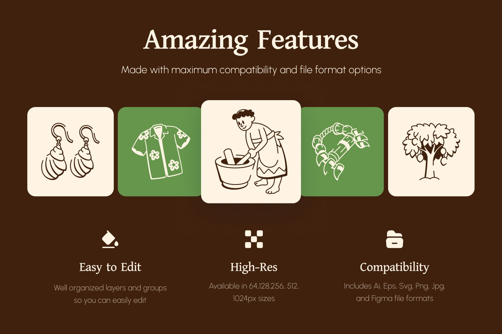 Hawaii Doodle Icon Set
