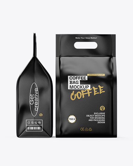 Metallic Coffee Bag Mockup – Front and Side View