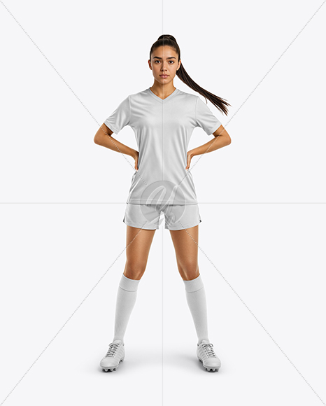 Woman Wearing Soccer Jersey and Shorts Mockup