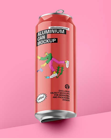 Aluminium Can With Glossy Finish Mockup - Beer can mockup