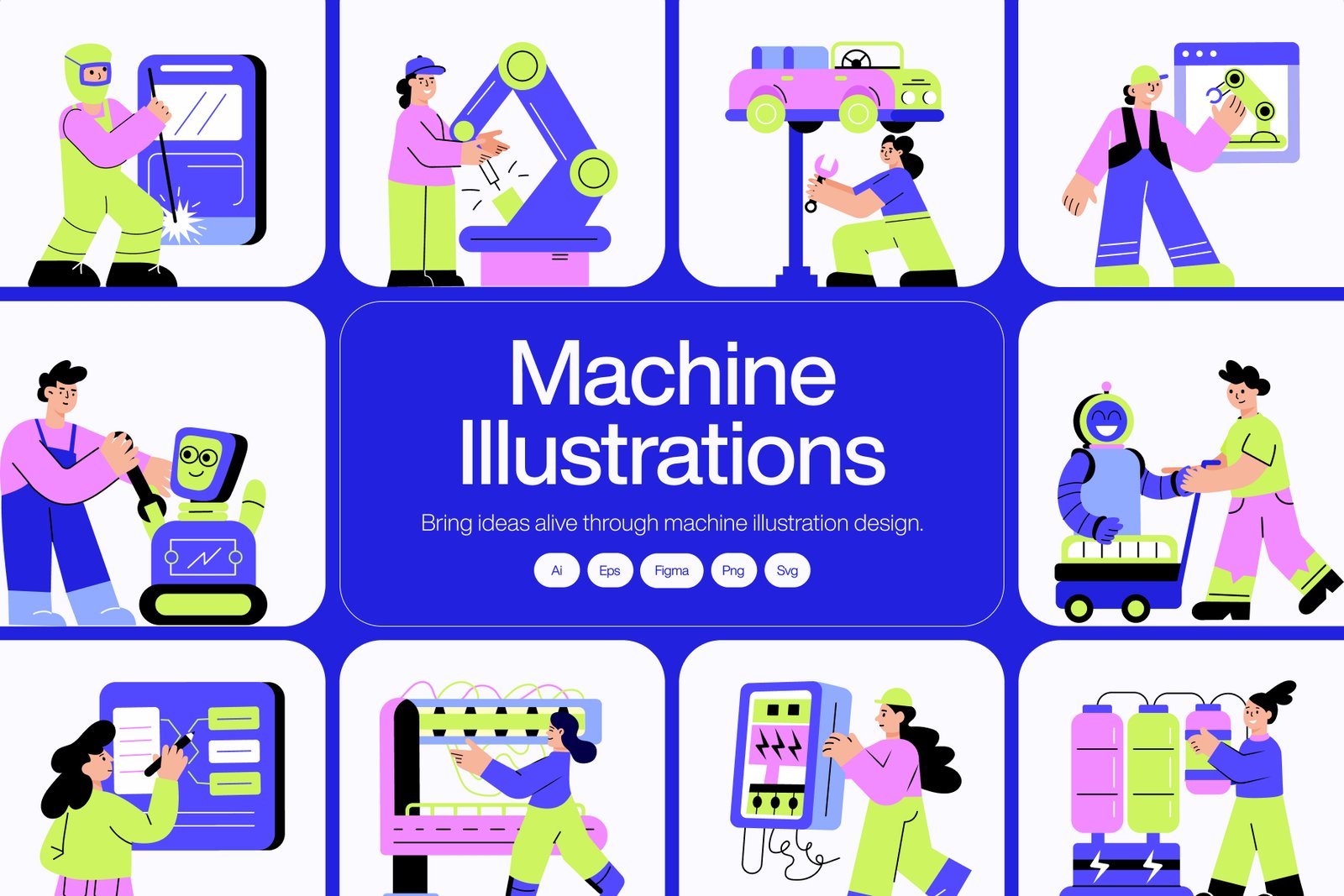 Machine Illustration Art Set