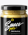 Clear Glass Jar with Dijon Mustard Mockup