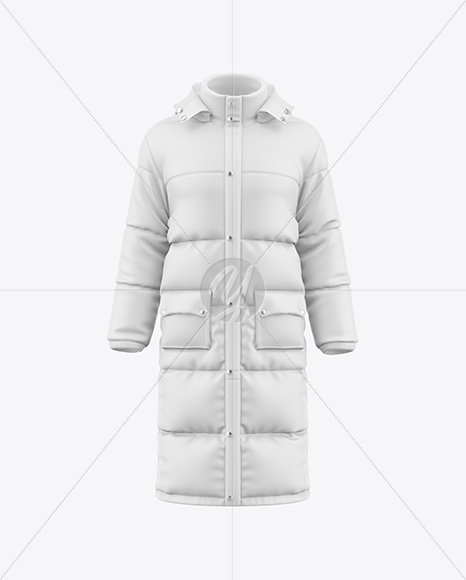 Men's Long Down Jacket Mockup - Front View