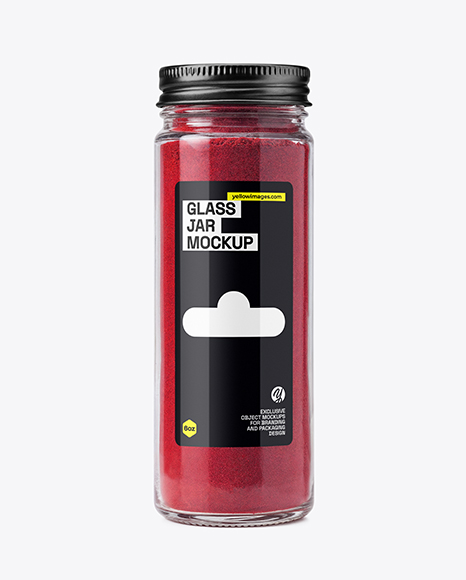Long Clear Glass Jar with Ground Sumac Spice Mockup