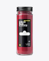 Long Clear Glass Jar with Ground Sumac Spice Mockup