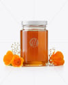Glass Jar with Wildflower Honey Mockup