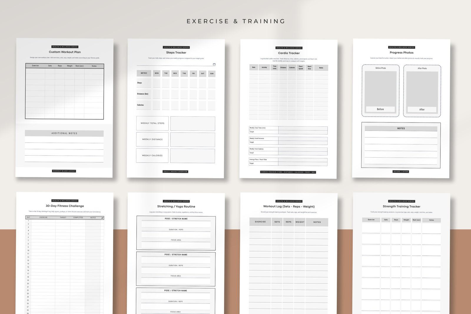 Health and Fitness Planner Bundle | Canva Templates