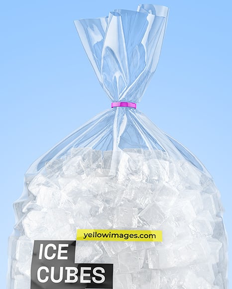 Clear Plastic Bag with Ice Cubes Mockup