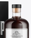 Black Rum Bottle with Box Mockup