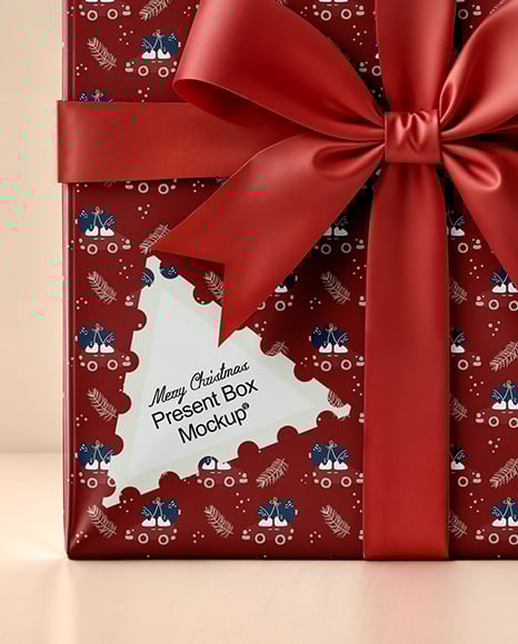 X-mas Gift Box with Holy Leafs Mockup