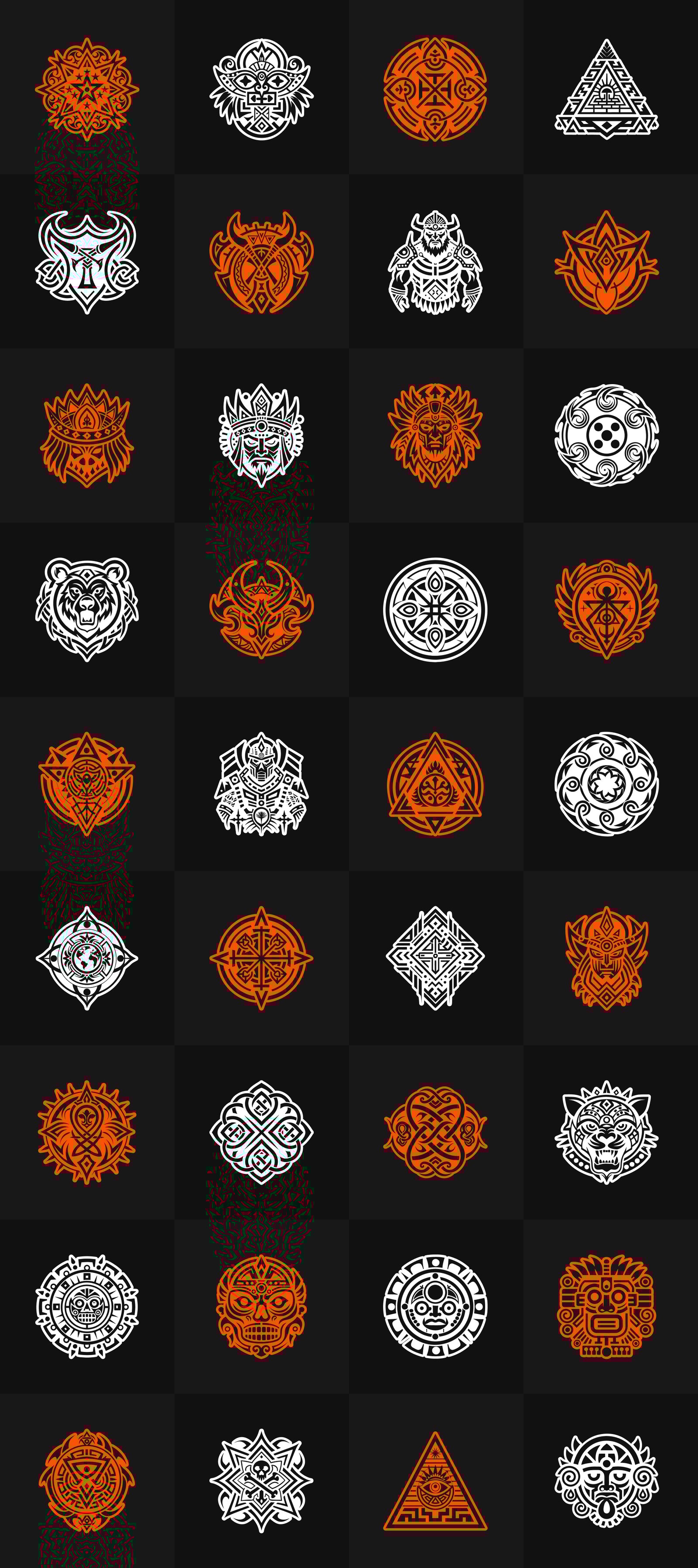 Ancient Symbols and Tattoo Art Set