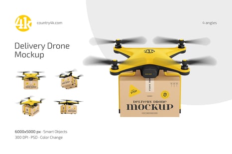Delivery Drone Mockup Set - Device Mockups