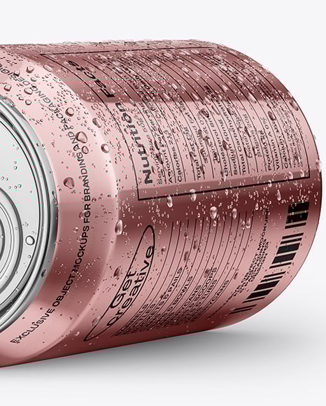 330ml Metallic Drink Cans with Condensation Drops Mockup
