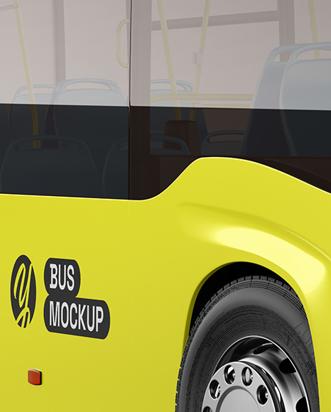 City Bus Mockup - Front Half Side View