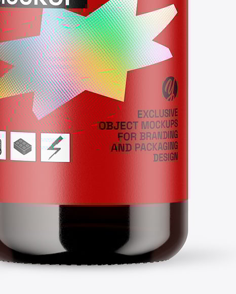 Dark Amber Glass Bottle Mockup