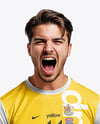 Soccer Player Wearing Jersey and Shorts Mockup