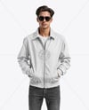 Young Man Wearing Harrington Jacket and Jeans Mockup