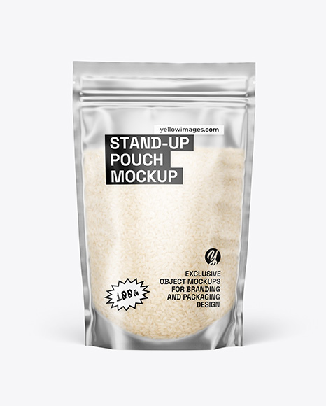 Frosted Stand-Up Pouch w/ Rice Mockup