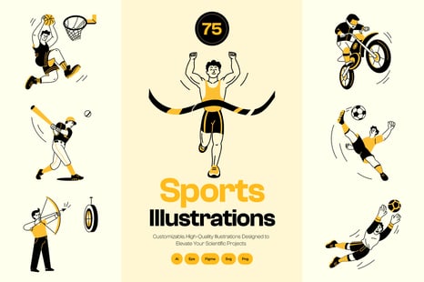 Sports Drawing Illustration Set - Graphics