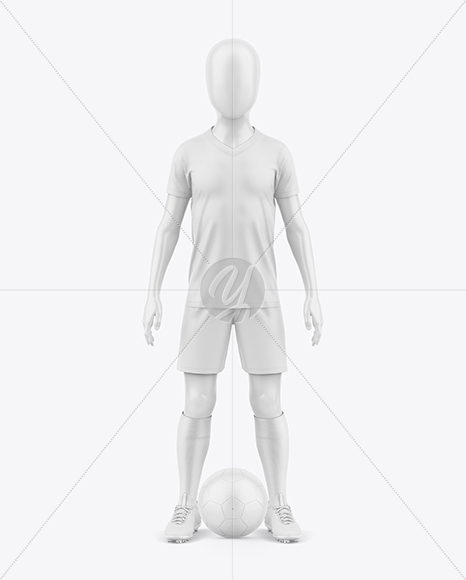 Kids V-Neck Sports full Kit Mockup - Front View