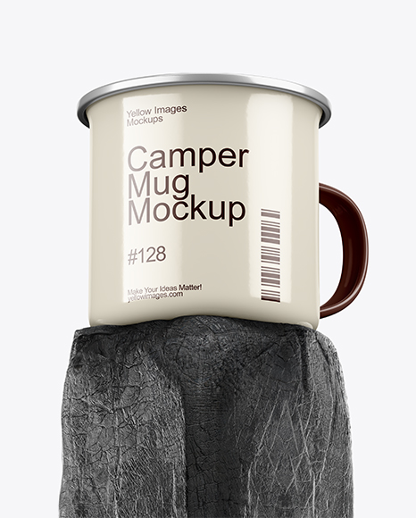 Camper Mug on Burnt Wood Mockup