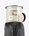 Camper Mug on Burnt Wood Mockup