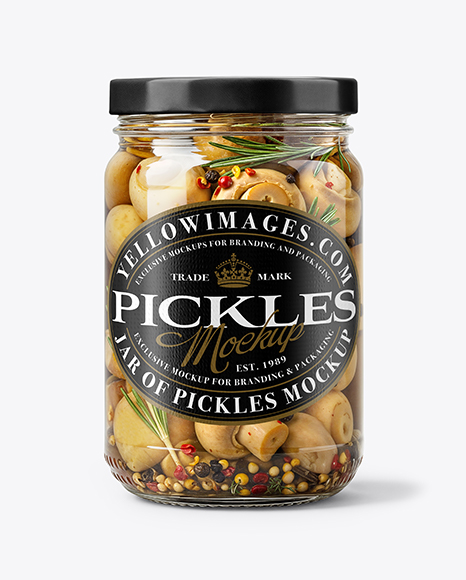 Jar with Pickled Champignons Mockup - Realistic mockups